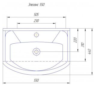 Мебельная раковина Rosa Элеганс 55см белый 00000004626